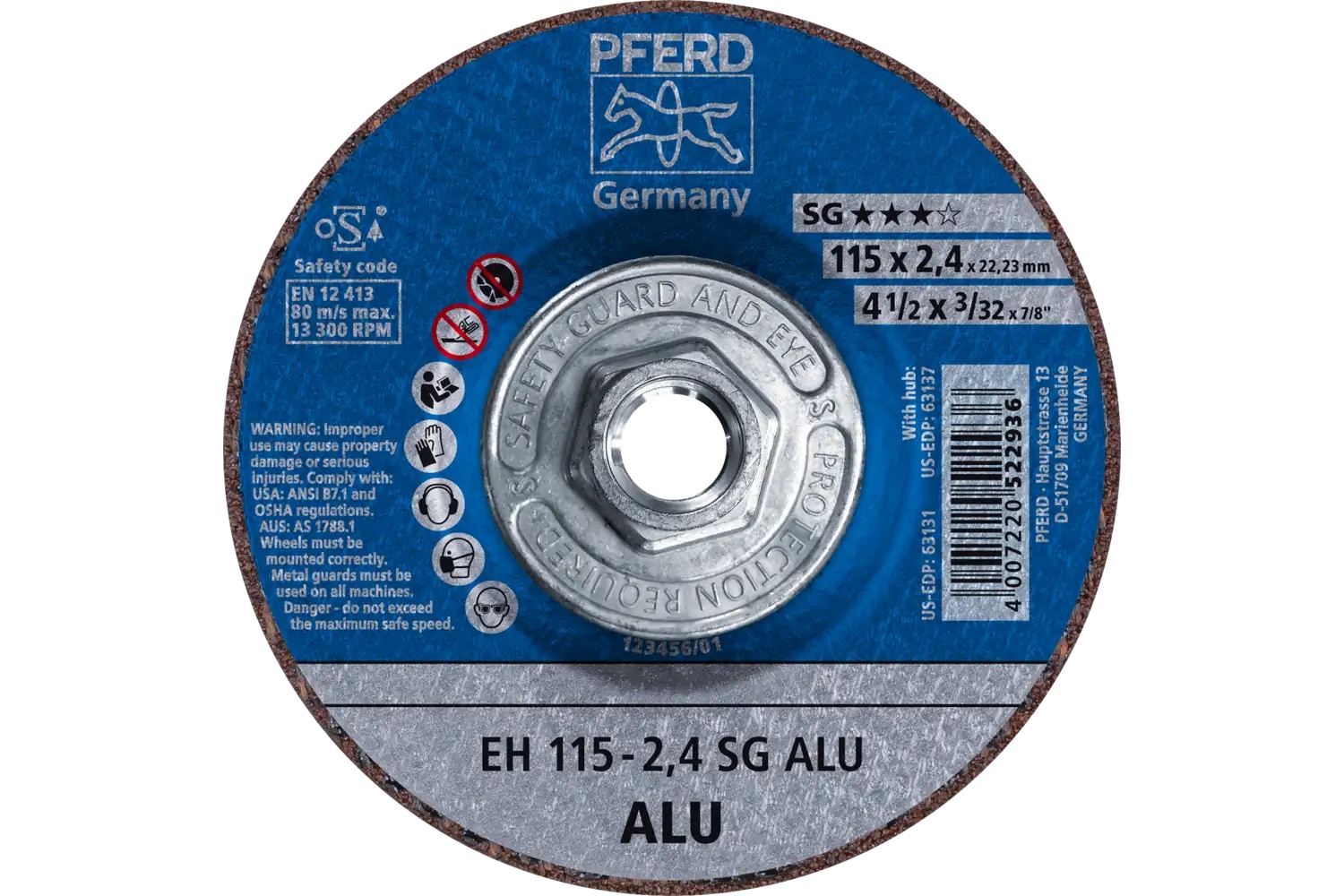 Picture of Pferd Cut-Off Wheel, 4-1/2" X 3/32 X 5/8-11, Sg Alu, T27, Aluminum Oxide